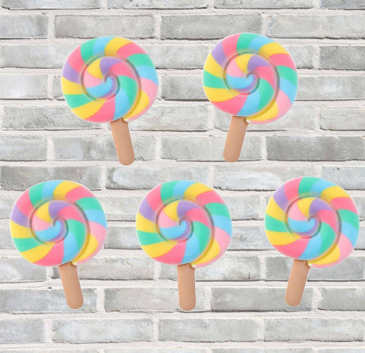 Rainbow lollipop flat back embellishments 21 x 28 mm