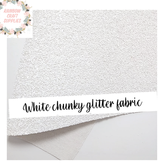White matte chunky glitter fabric