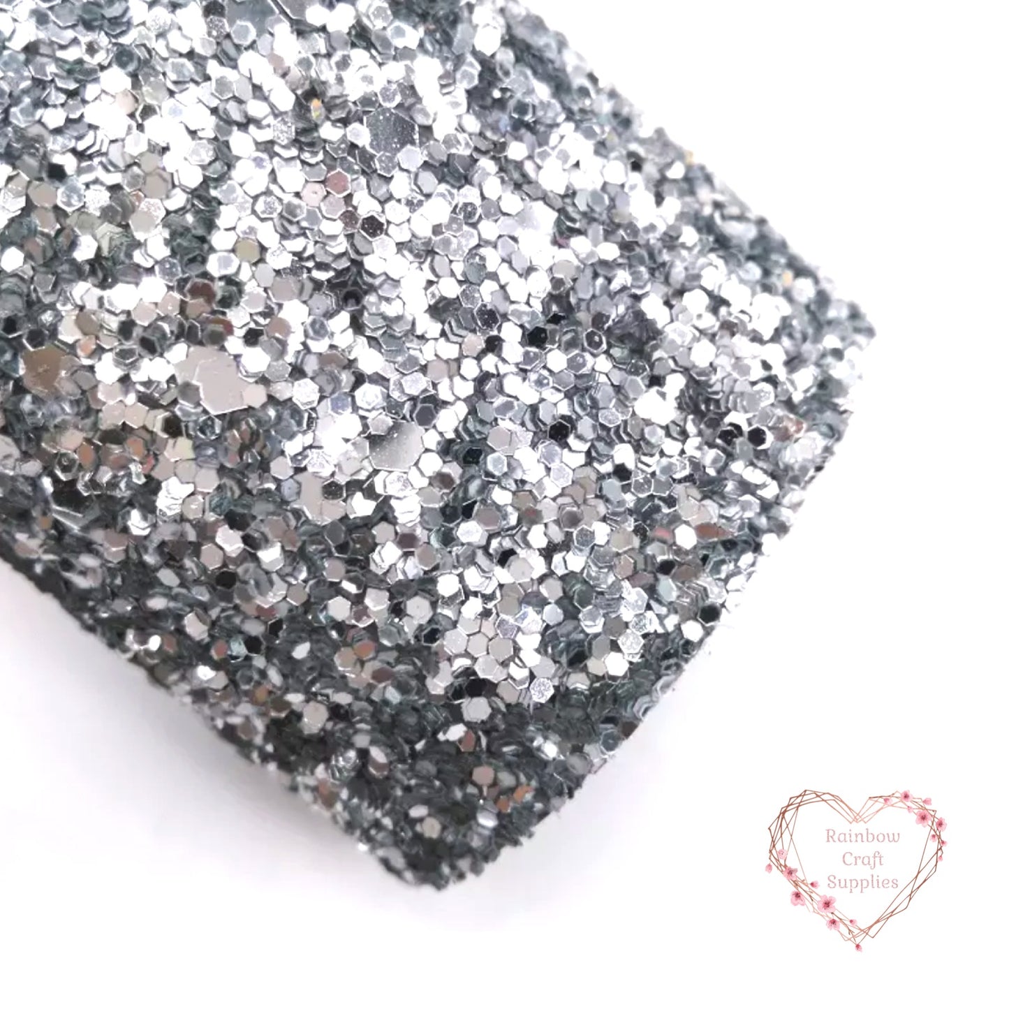 Silver chunky glitter fabric