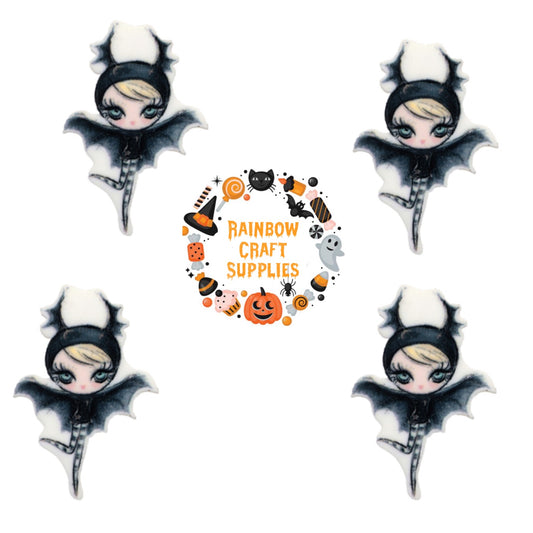 Bat girl laser cut flat back embellishments x 4