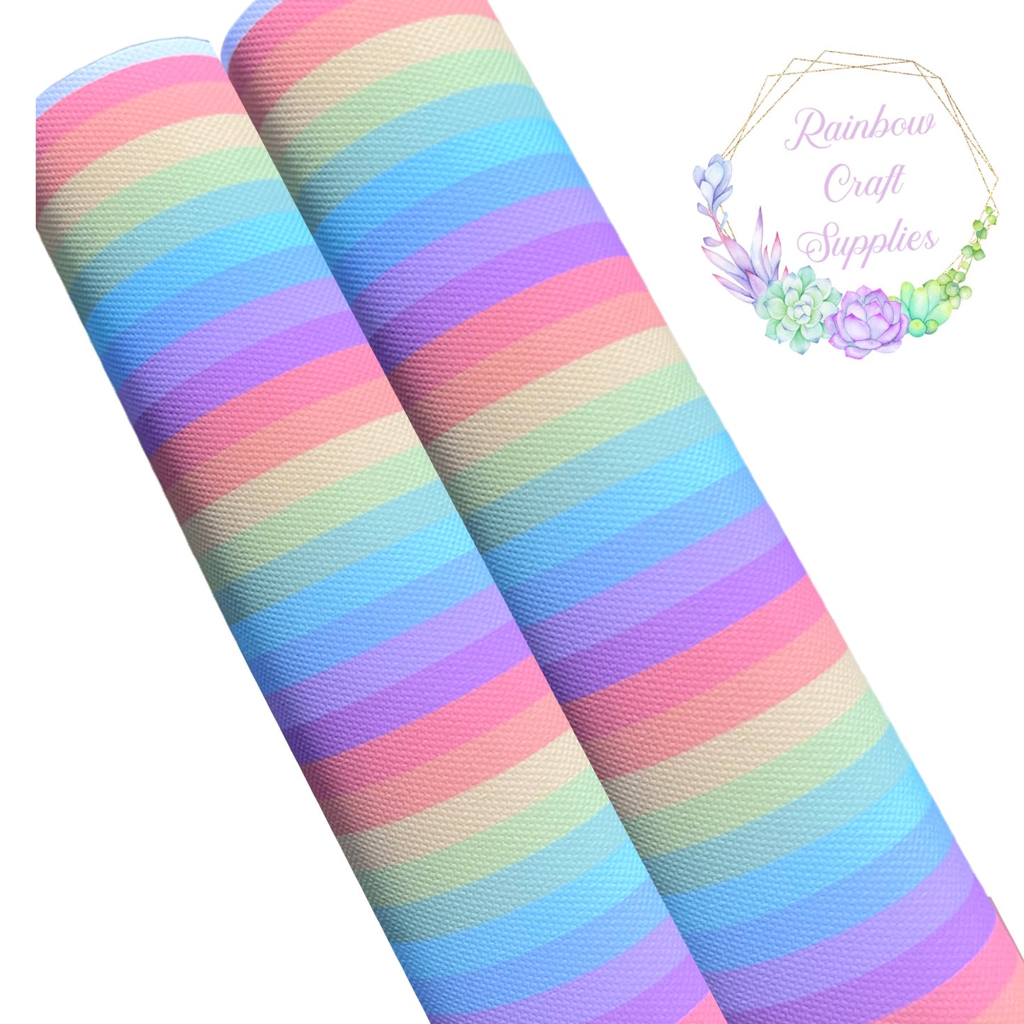 Pastel rainbow printed canvas hair bow making sheet a4