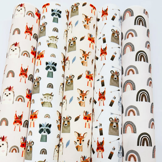 Woodland themed themed canvas fabric set A4