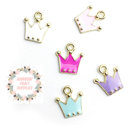 5 x Cute mini alloy crown charms
