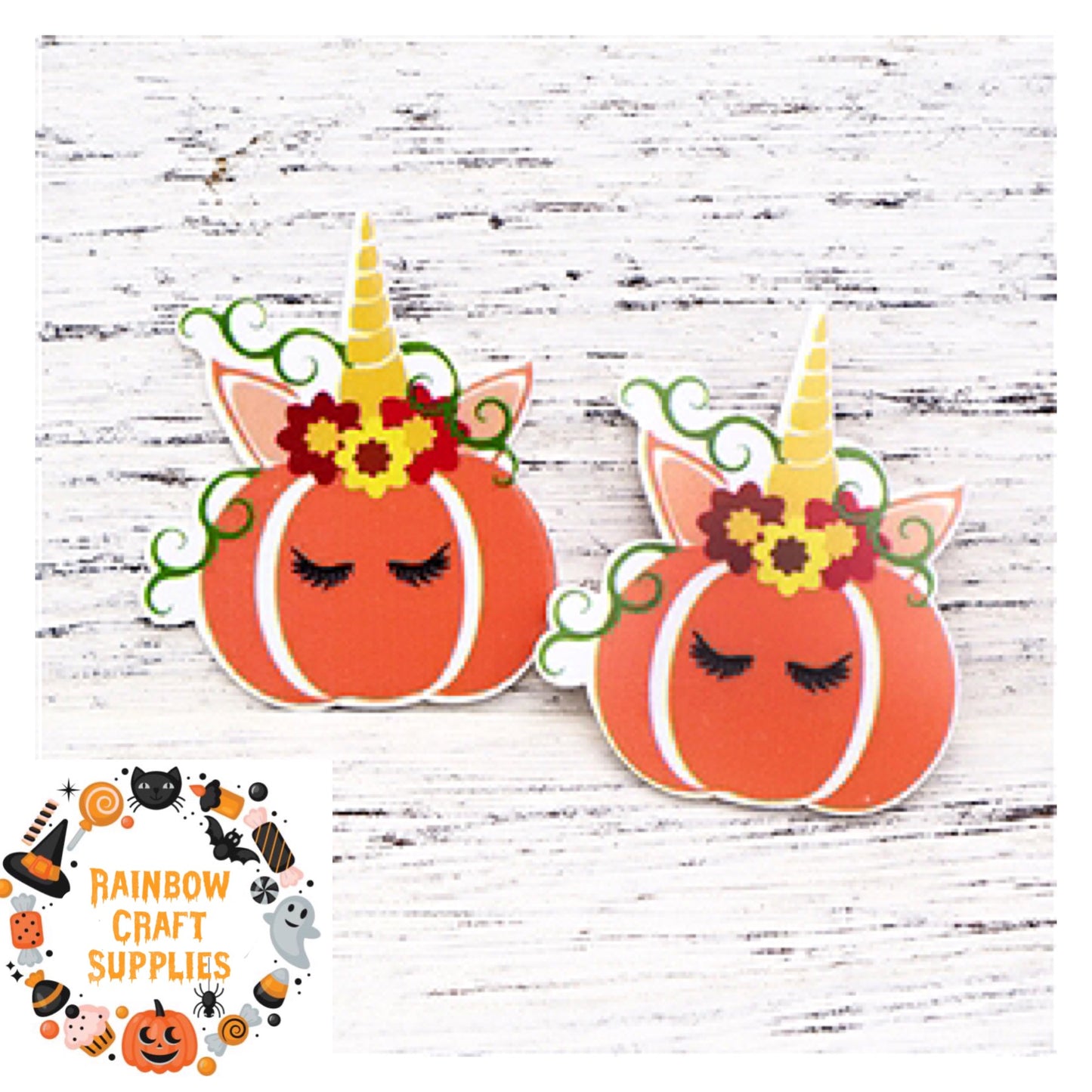 Pumpkin unicorn Embellishments x 4