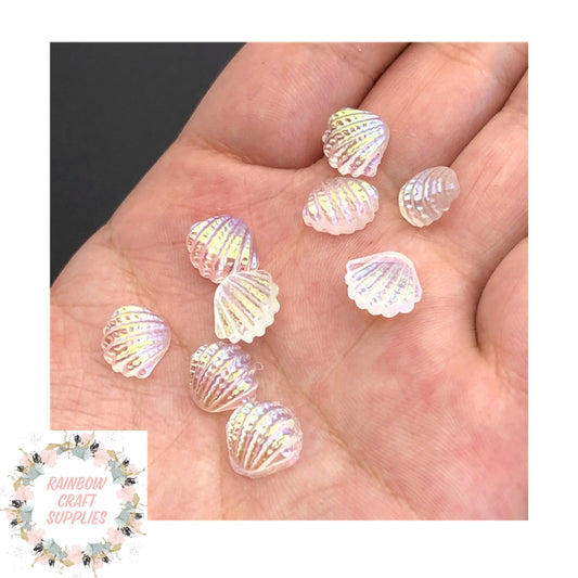 10mm sea iridescent shell resin flat backs x 10