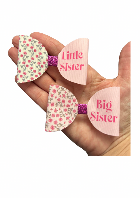 Big sister / little sister printed canvas bow loops x 8