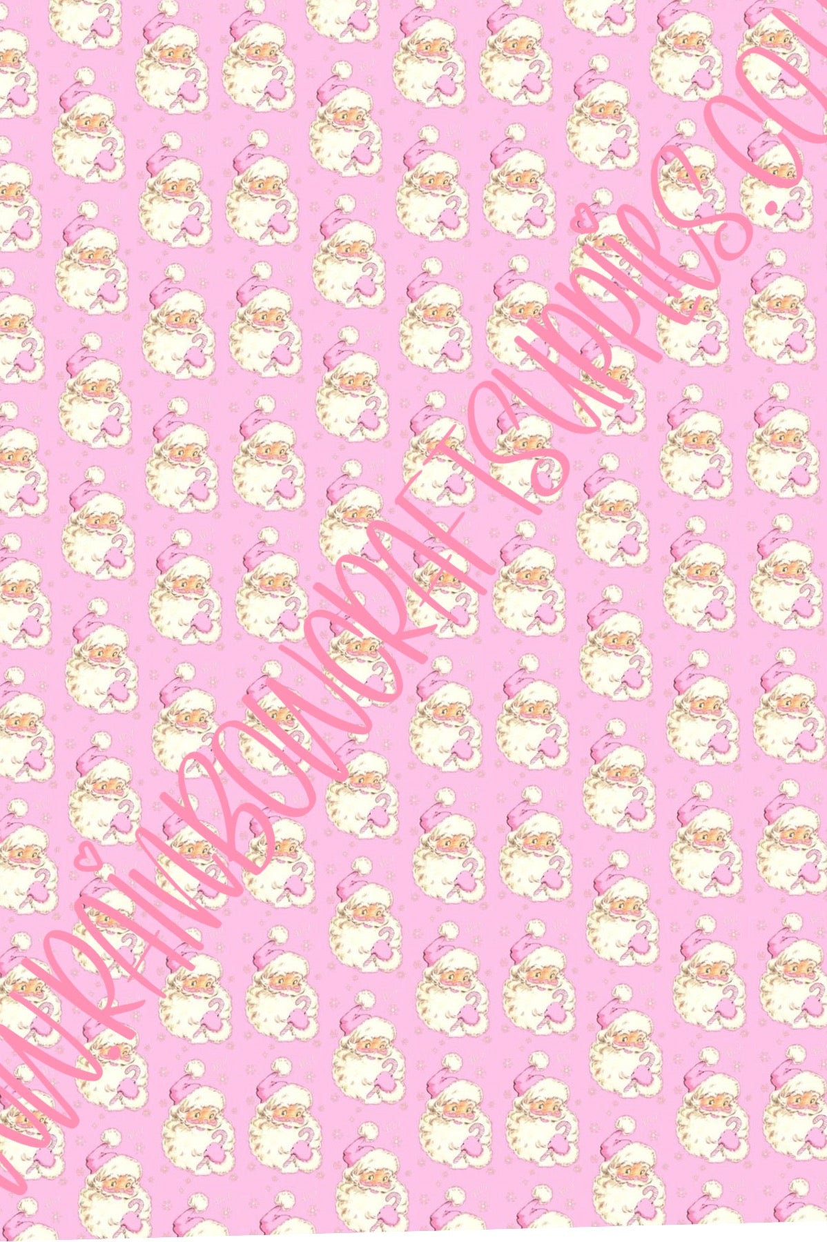 Pink Santa themed canvas fabric A4