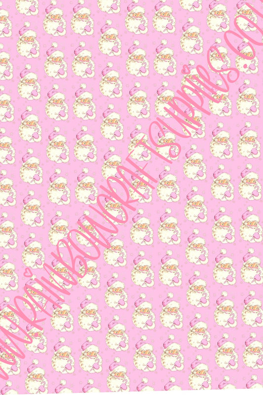Pink Santa themed canvas fabric A4