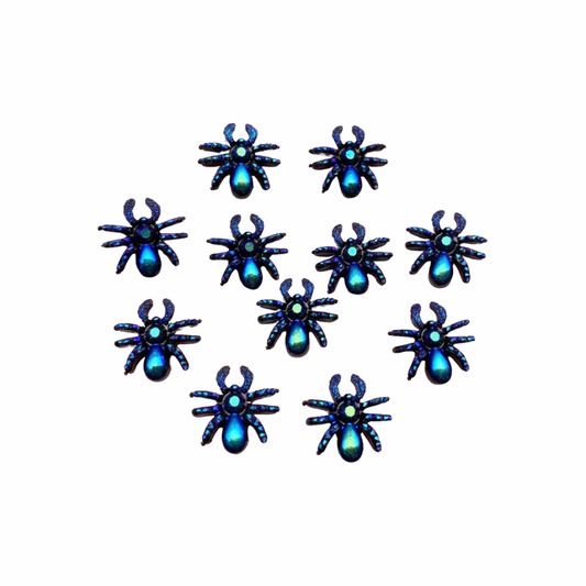 Holographic Creepy Spider flatback embellishments x 10