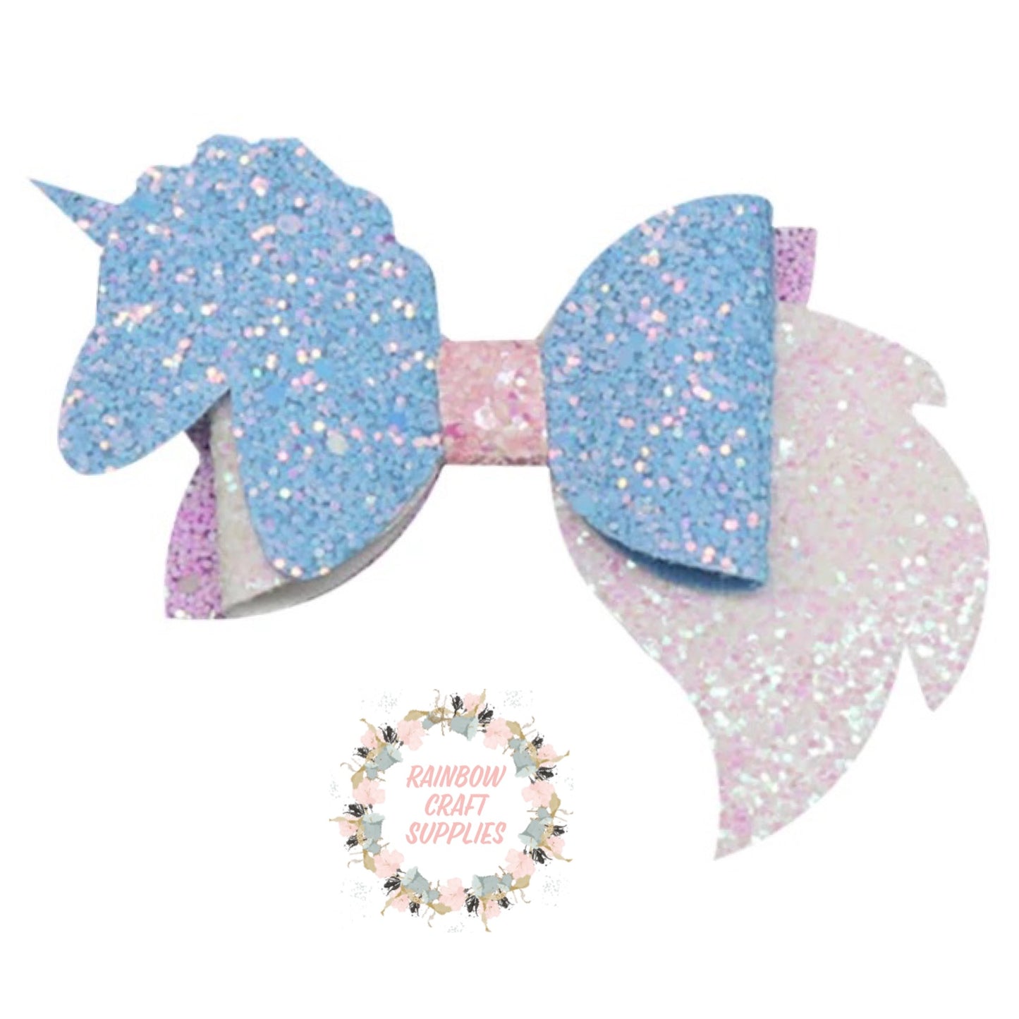 Unicorn plastic hair bow template 4”