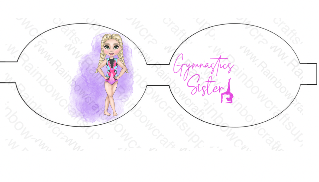 Gymnastics girl pre printed canvas hair bow making sheet a4