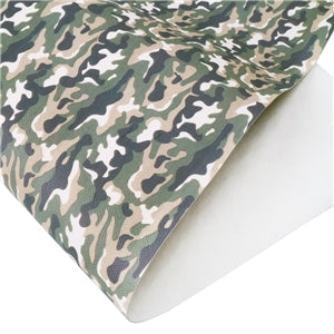Camouflage  patterned smooth glossy leatherette fabric A4