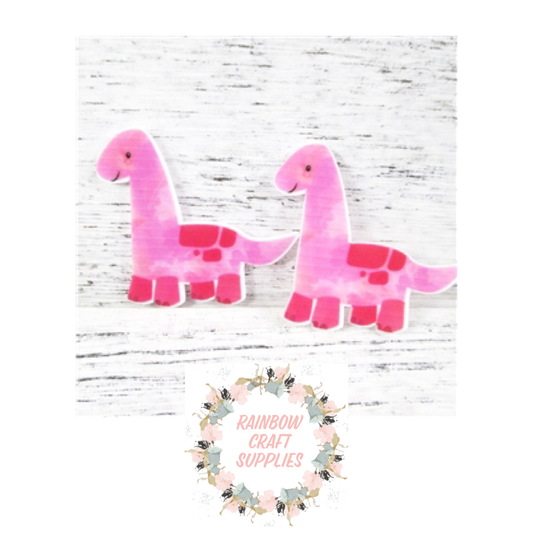 Pink dinosaur flatback Embellishments x 4