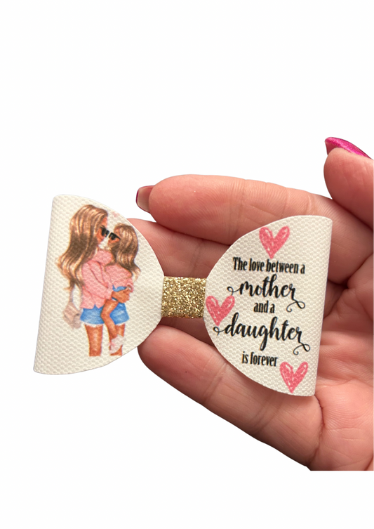 Mother’s love themed printed canvas bow loops x 7