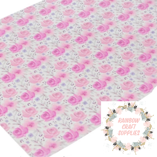Pink  Floral transparent vinyl patterned fabric