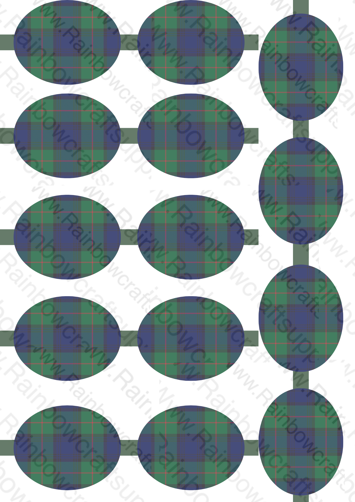 Green Tartan printed canvas hair bow making sheet a4