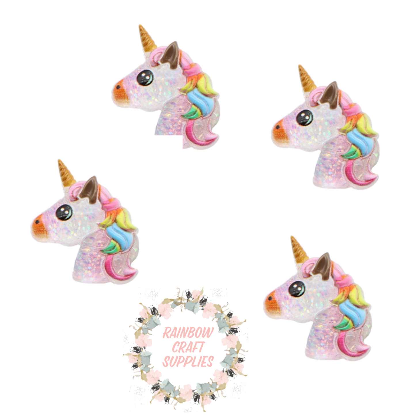 Cute little unicorn flatback Embellishments x 5