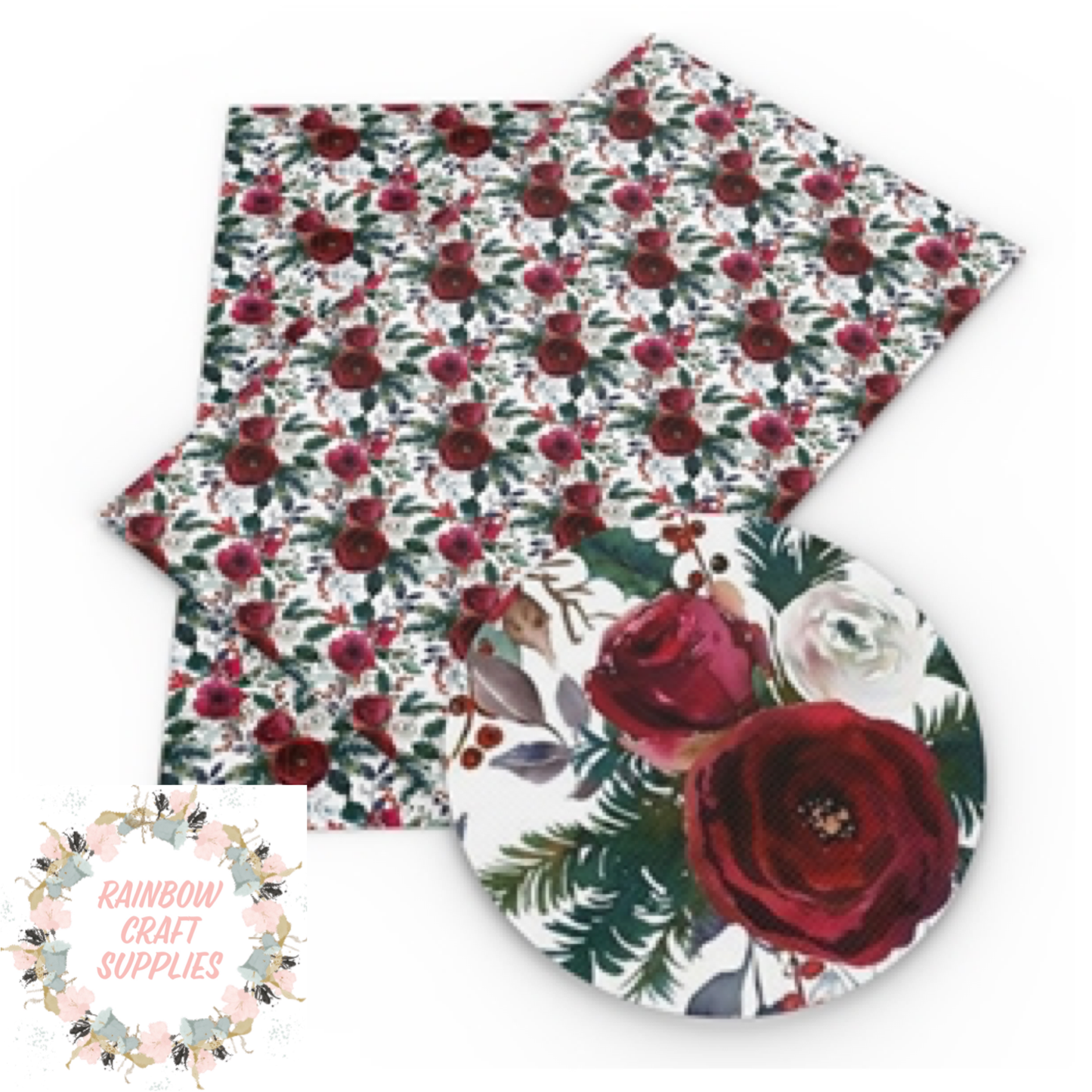 Floral patterned leatherette fabric