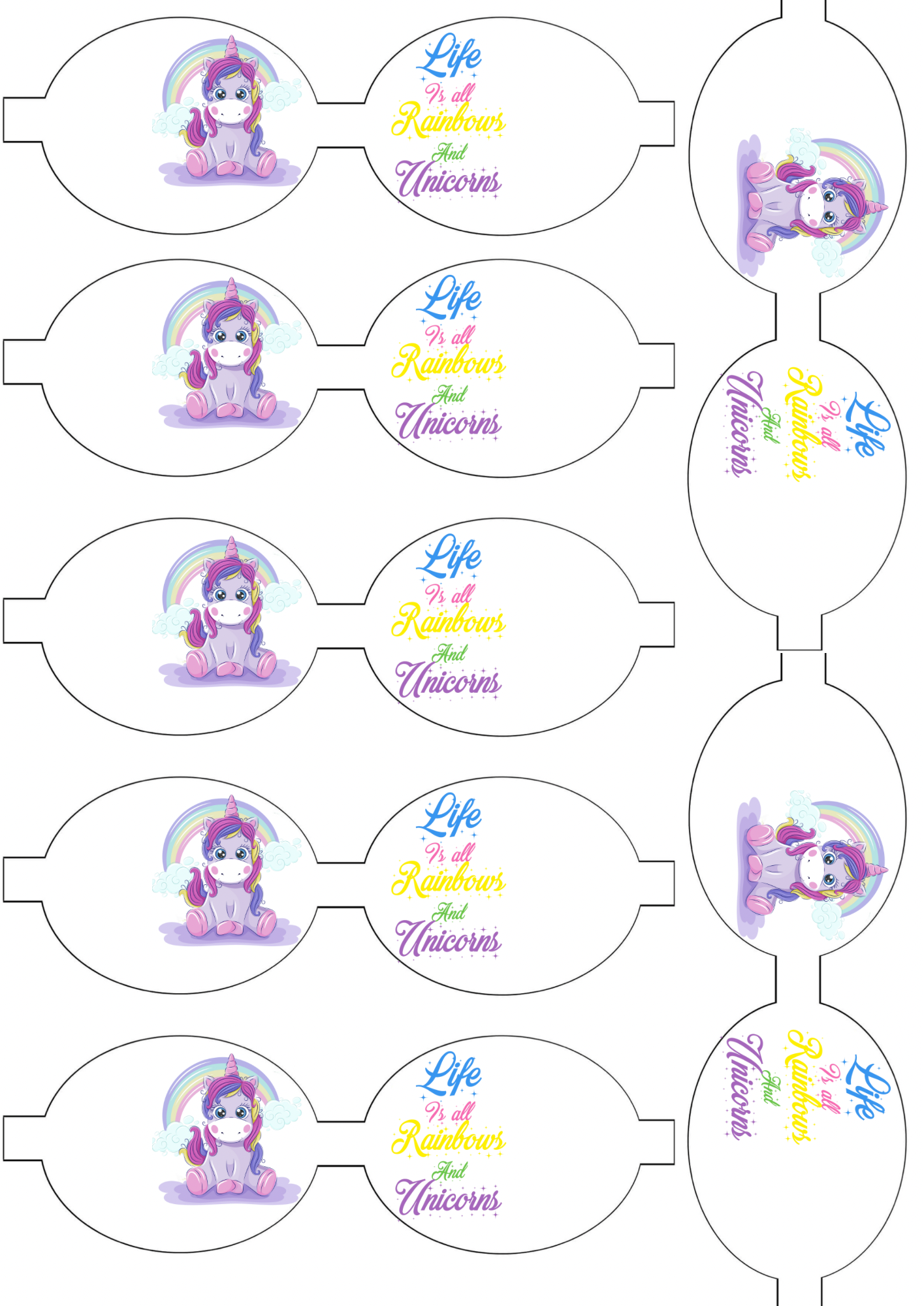 Unicorn pre printed canvas hair bow making sheet a4