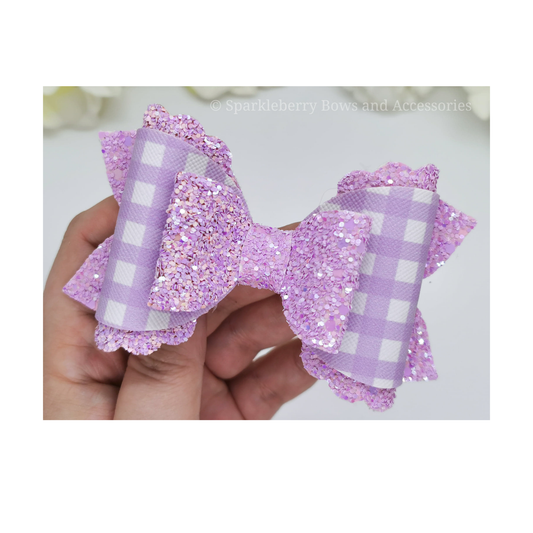 Lila 4” Triple loop scallop hair bow plastic template