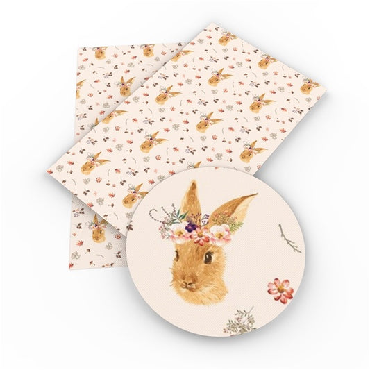 Princess floral crown bunny leatherette fabric
