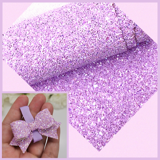 Premium lilac twill backed chunky glitter fabric A4