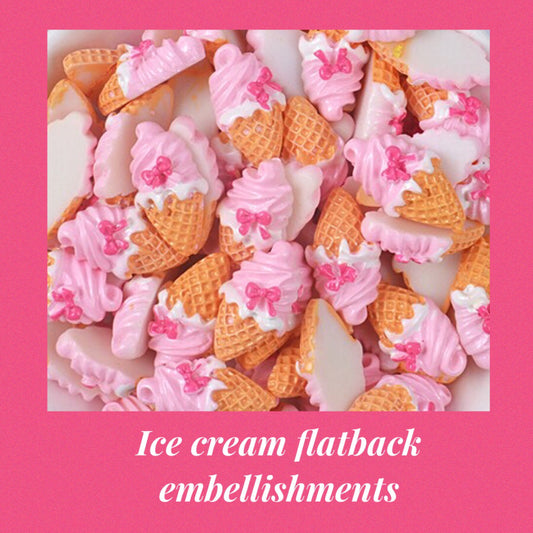 Ice cream flatback embellishments x 5