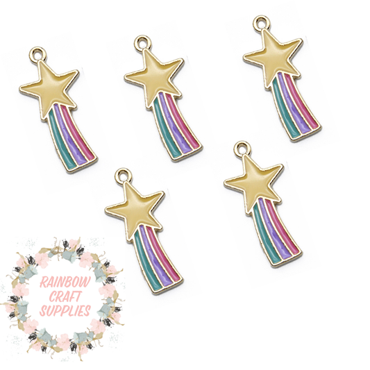 Rainbow shooting star charm