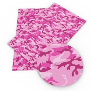 Smooth pink Camouflage patterned leatherette fabric A4