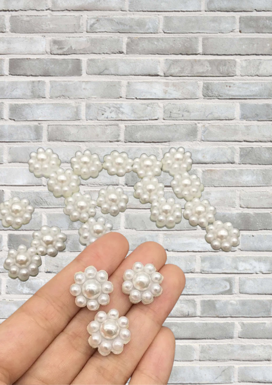 White flower pearl  flat back Embellishments x 1”