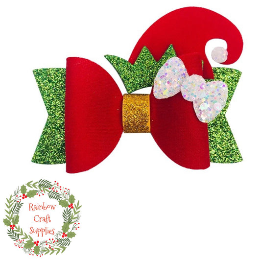 Elf Christmas theme hair bow templates template