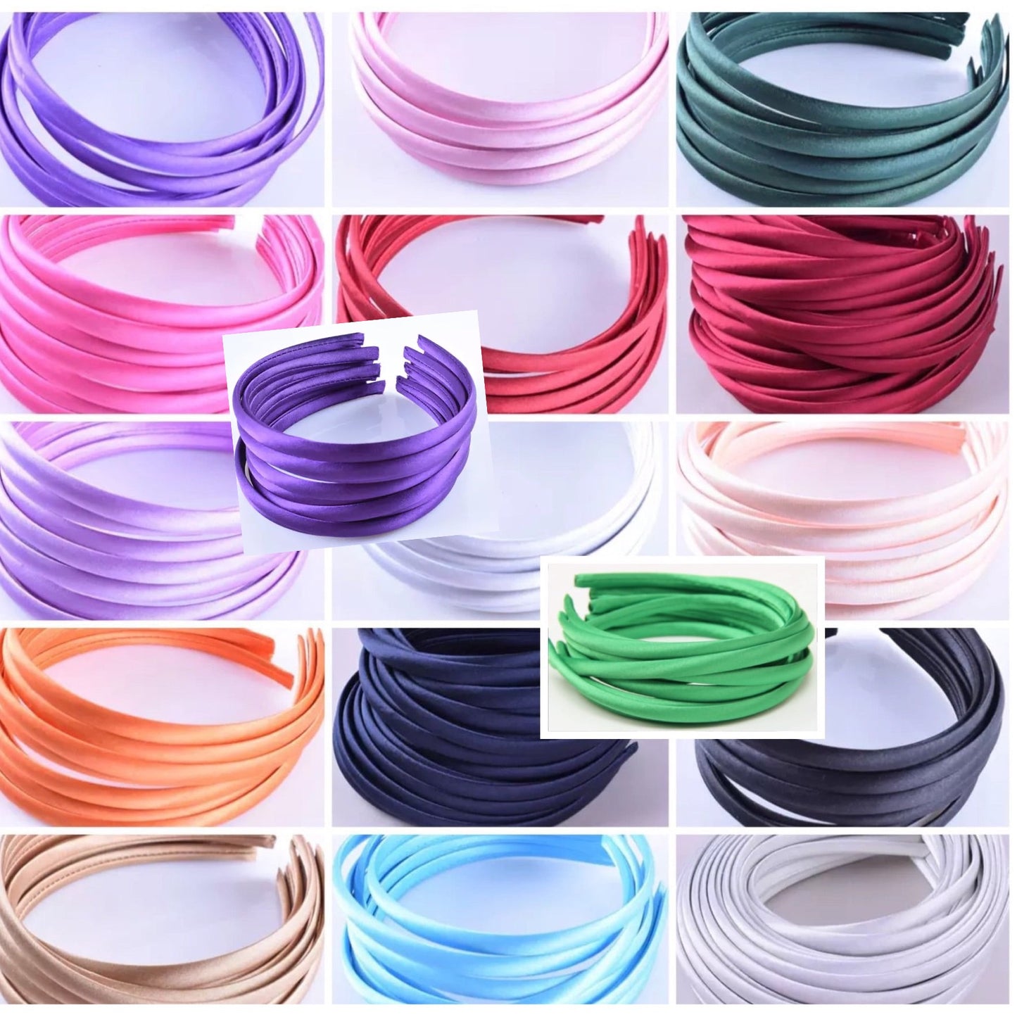10 mm satin headbands (15 colours )
