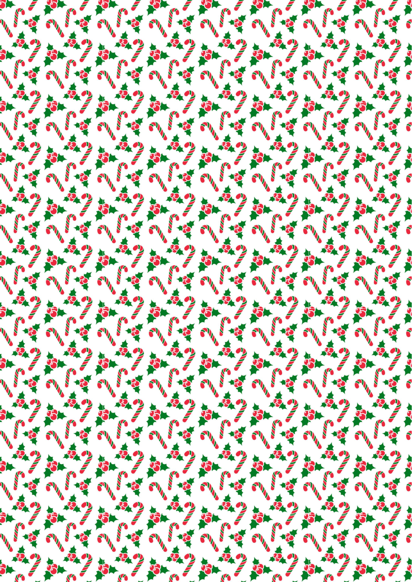 Holly and Candy cane  themed canvas fabric A4