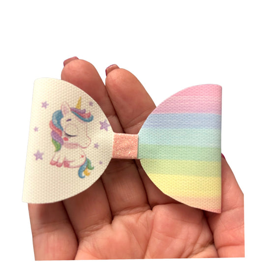 Pastel rainbow unicorn pre printed canvas hair bow making sheet a4