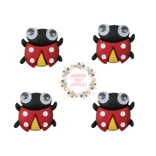 4 x lady bird clay flatback embellishments