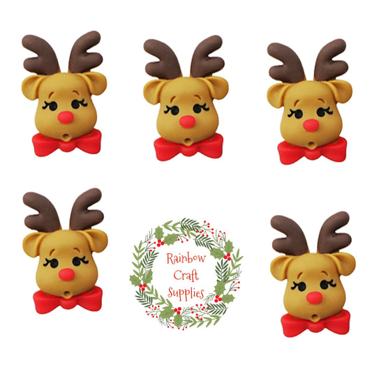 Reindeer Christmas 3D embellishments x 4