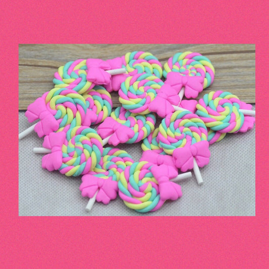 Clay Lollipop  bow clay embellishment