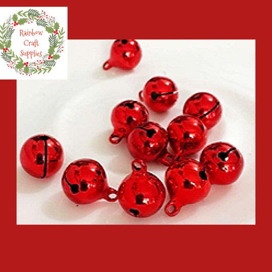 16mm Red jingle bells charms x 5