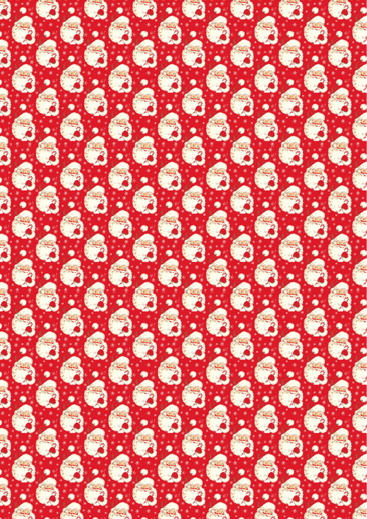Red Santa themed canvas fabric A4