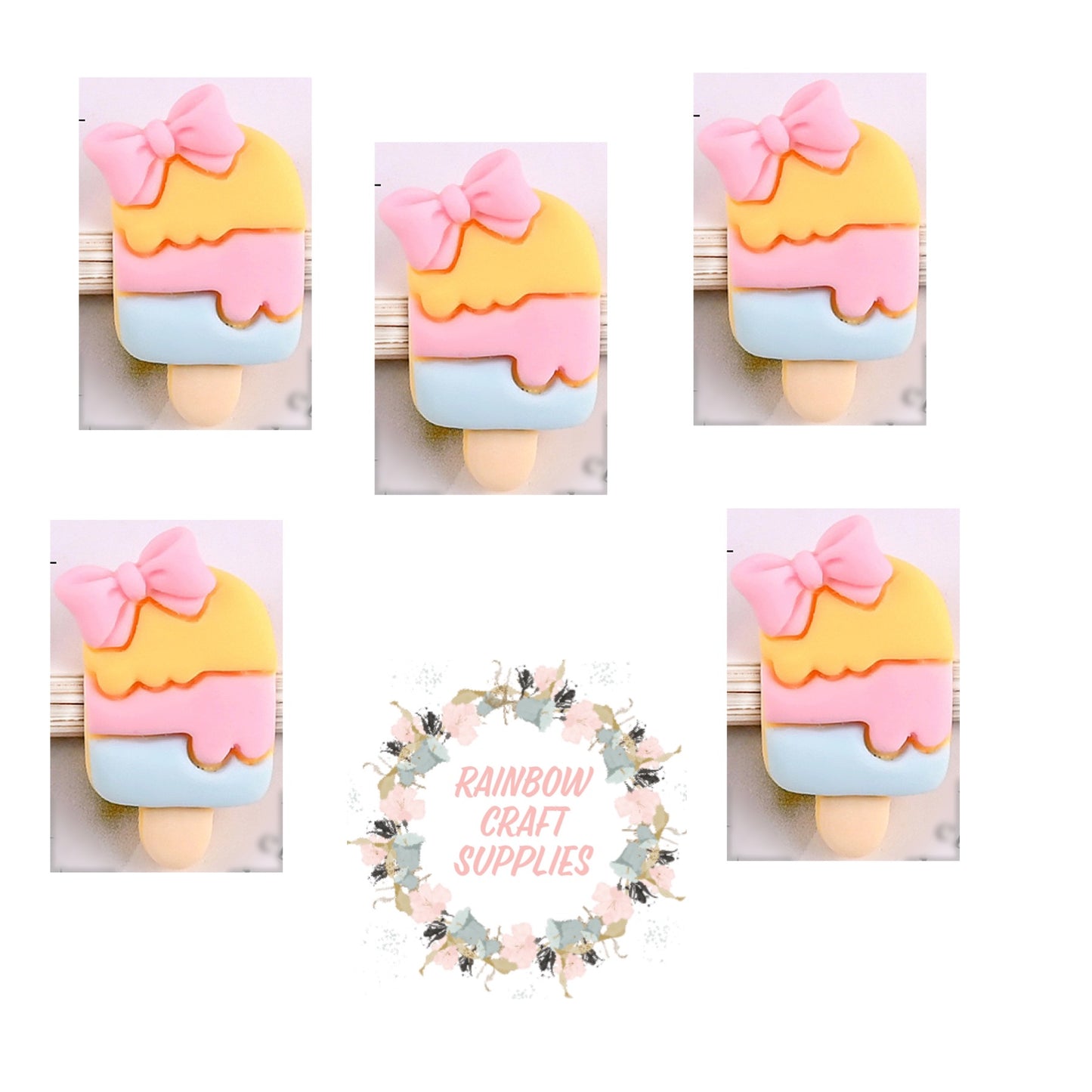 Ice cream flatback embellishments x 5