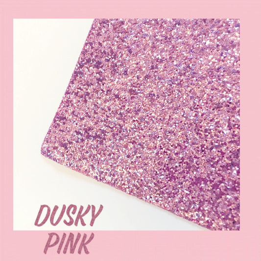 Dusky pink chunky  glitter fabric A4