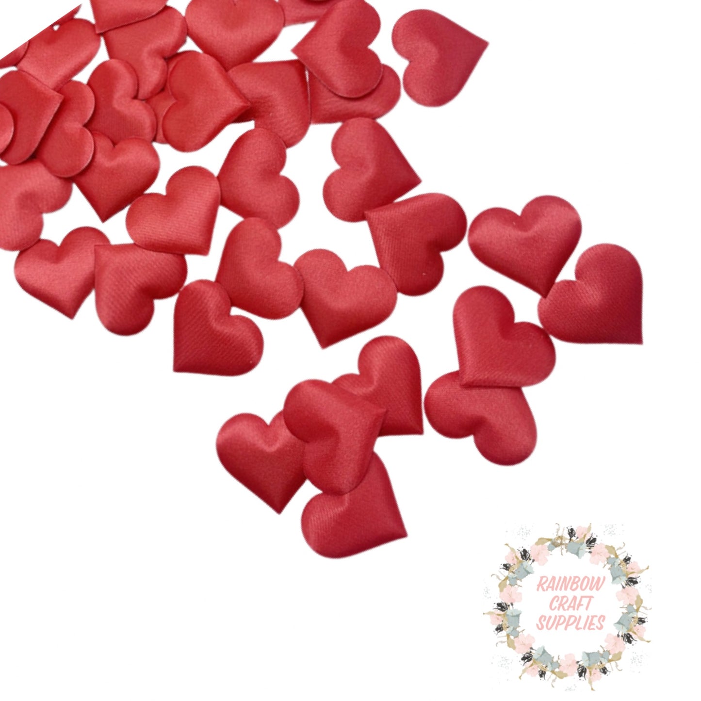 padded heart embellishments x 5