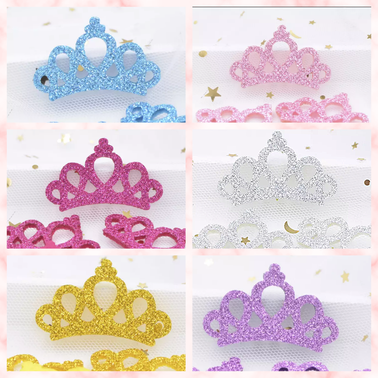 46 x 29 mm felt backed glitter tiara  / crown embellishments