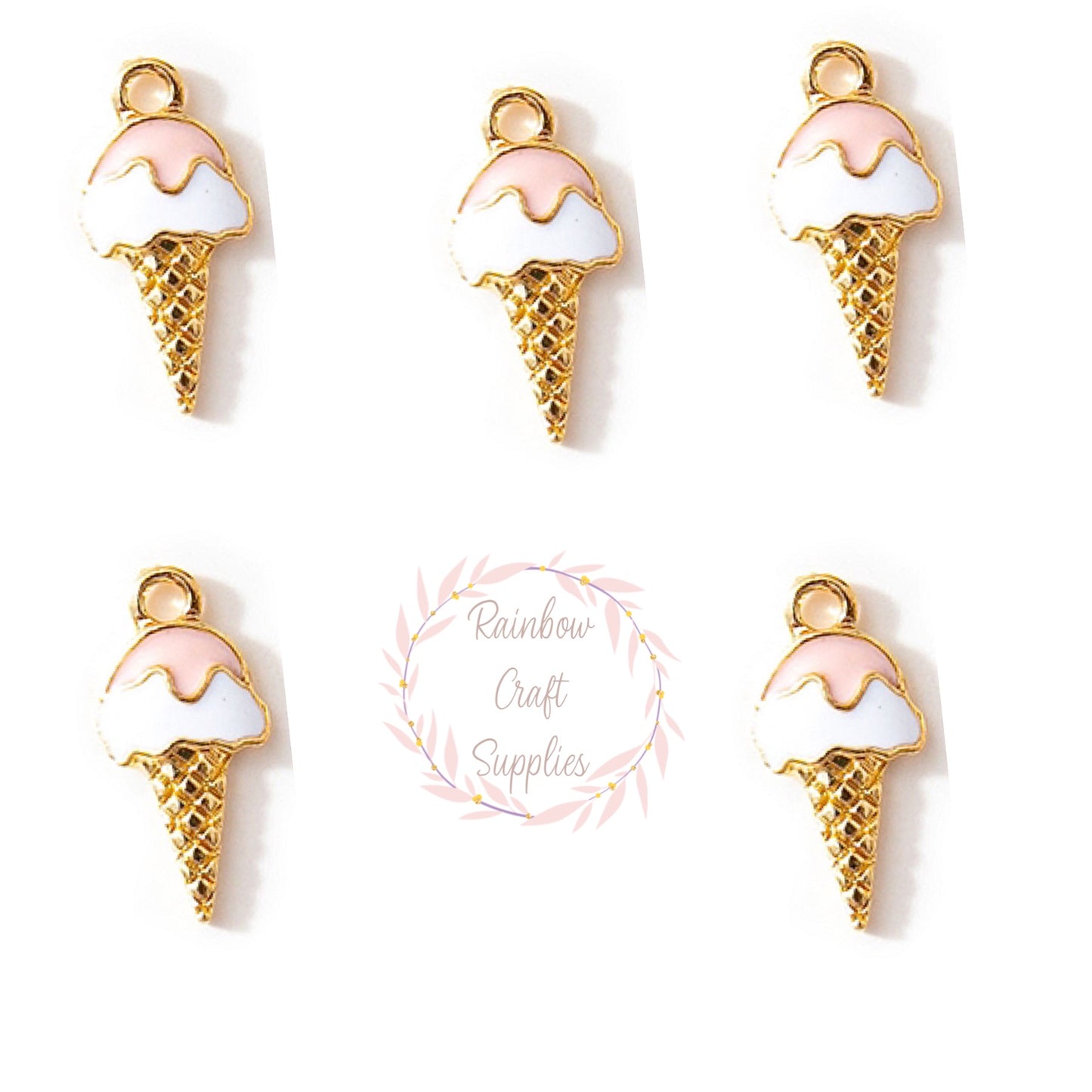 Pastel pink and white  ice cream charms