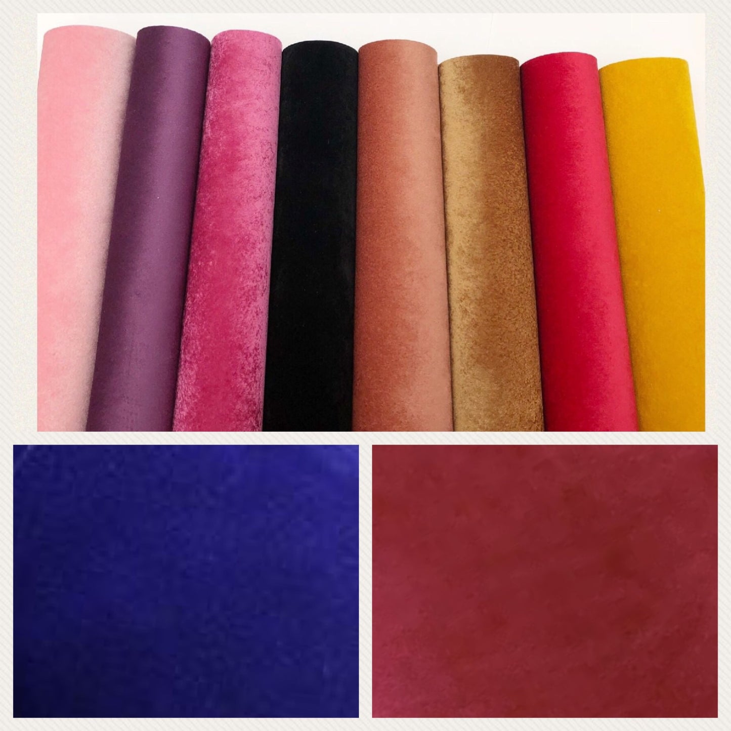 Luxury backed thick  velvet fabric A4 (8 colours available)