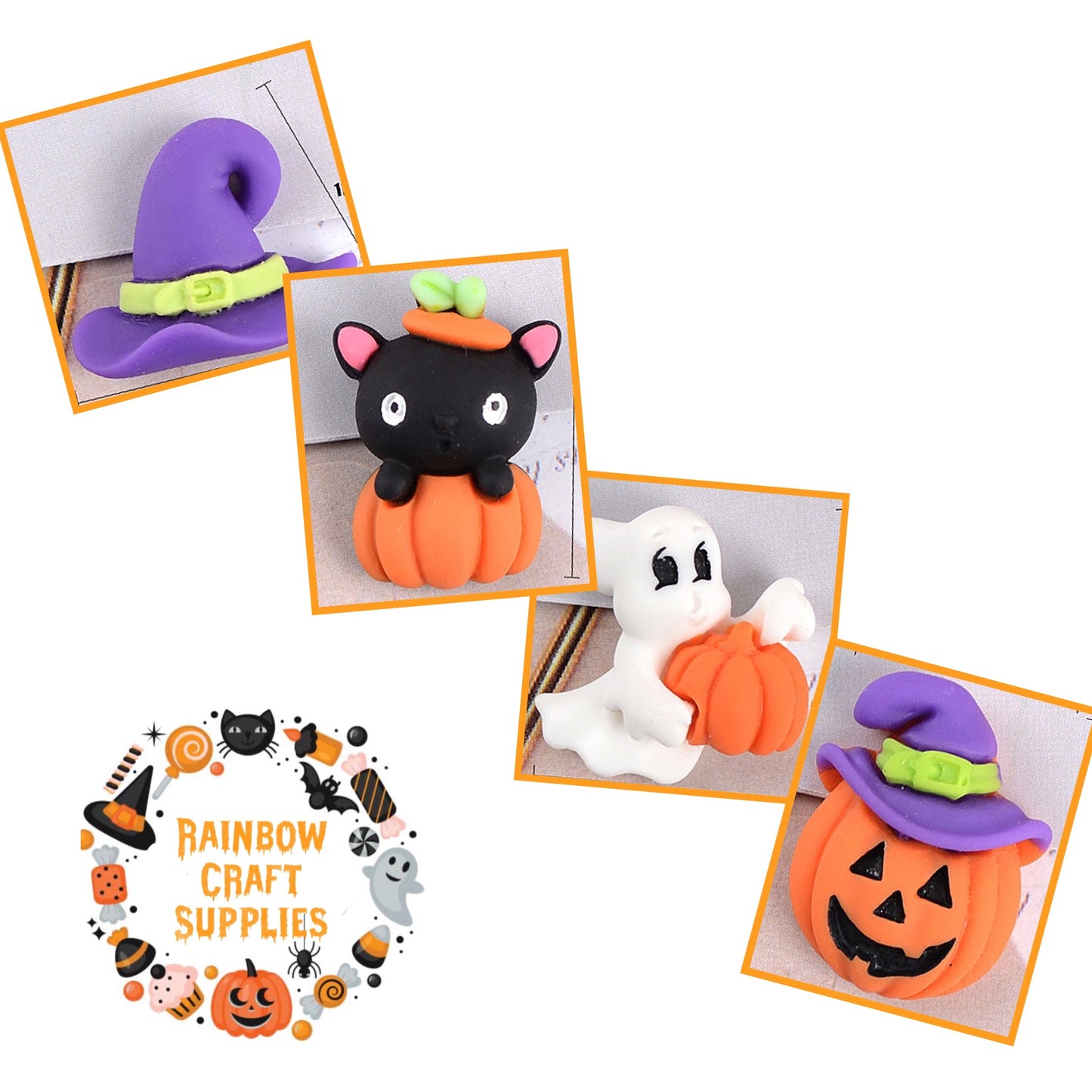 Clay style Halloween flatback embellishments x 4