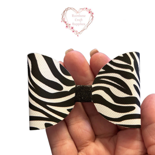 Zebra pattern printed canvas bow loops x 7