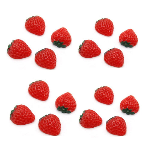 Strawberry flatback resin embellishments x 5