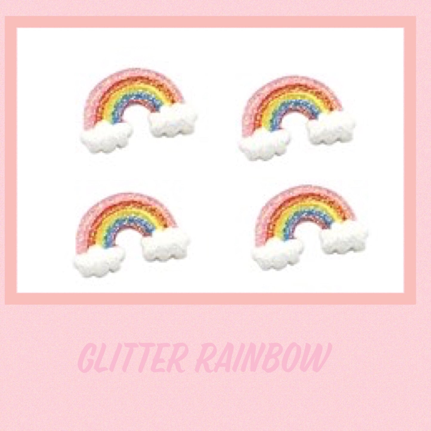 Glitter rainbow resin flatback embellishments x 5