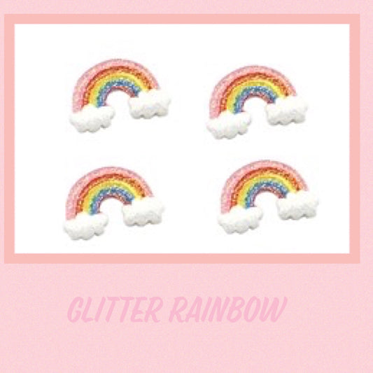 Glitter rainbow resin flatback embellishments x 5